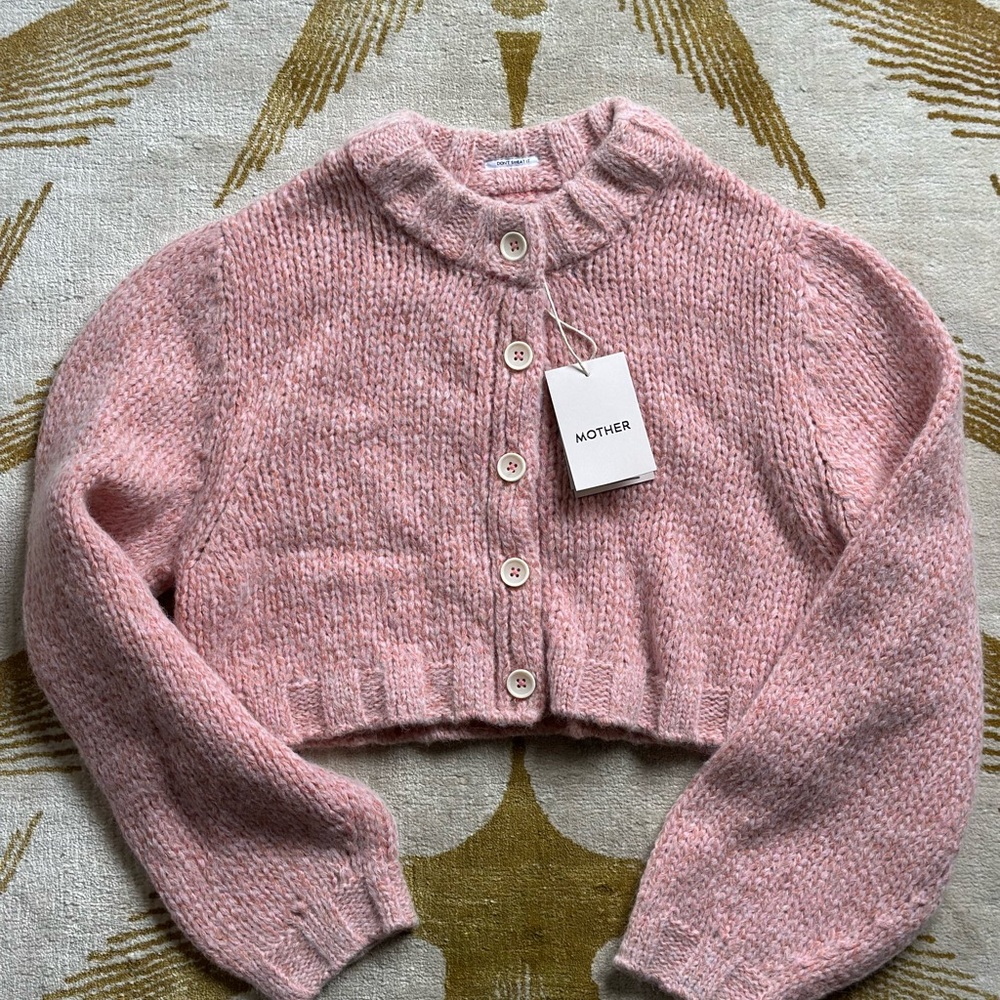 MOTHER Soft Peachy Pink Cropped Cardigan